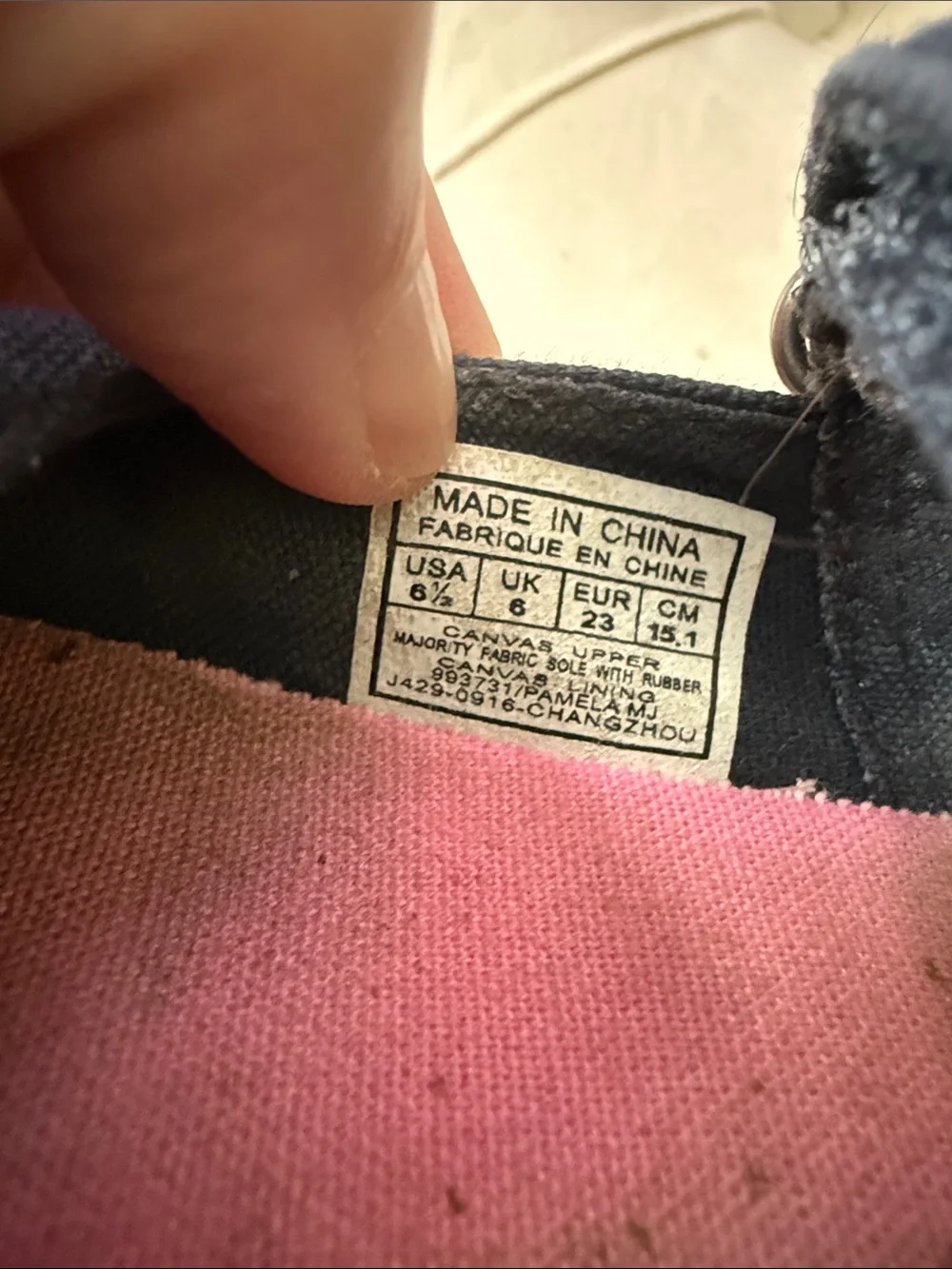 Ralph Lauren Navy Canvas Mary Jane Shoes with Pink Trim
